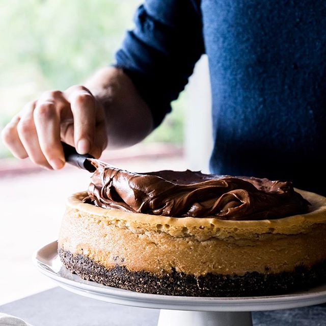 Peanut Butter Cheesecake With Peanut Butter Chocolate Ganache by