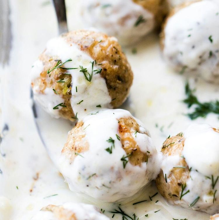 Chicken Meatballs With Garlic And Dill Sauce Recipe The Feedfeed