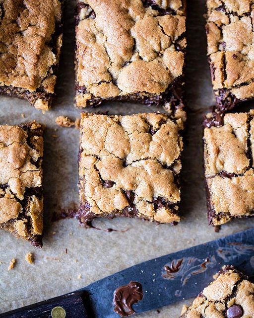 Almond Butter Chocolate Chip Cookie Bars by halfbakedharvest Quick