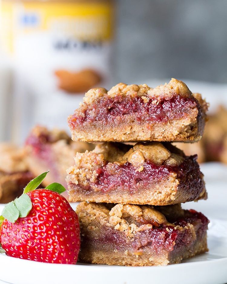 Cookie Bars With Almond Butter And Strawberry Jam Recipe The Feedfeed