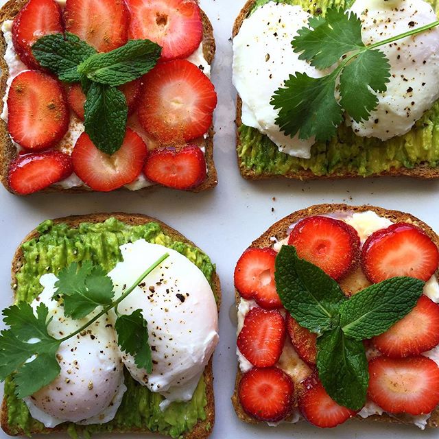Toast Two Ways Poached Eggs & Avocado + Almond Butter, Ricotta