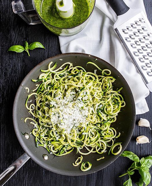 Zoodles With Basil Walnut Pesto Recipe The Feedfeed