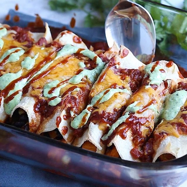 Black Bean And Sweet Potato Enchiladas by ambitiouskitchen Quick