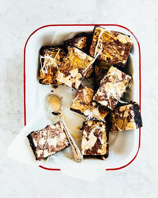 Tahini And Halva Floss Dark Chocolate Brownies by hummingbirdhigh