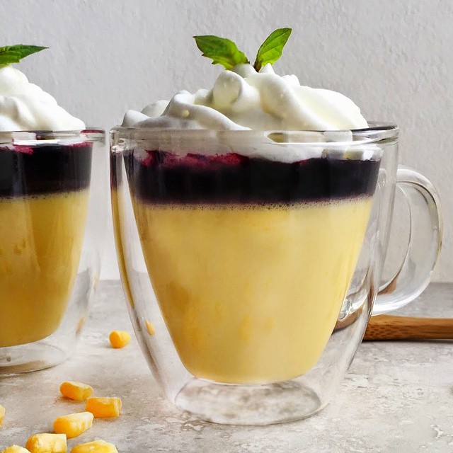 Sweet Corn Panna Cotta With Blueberry Basil Compote Recipe The Feedfeed