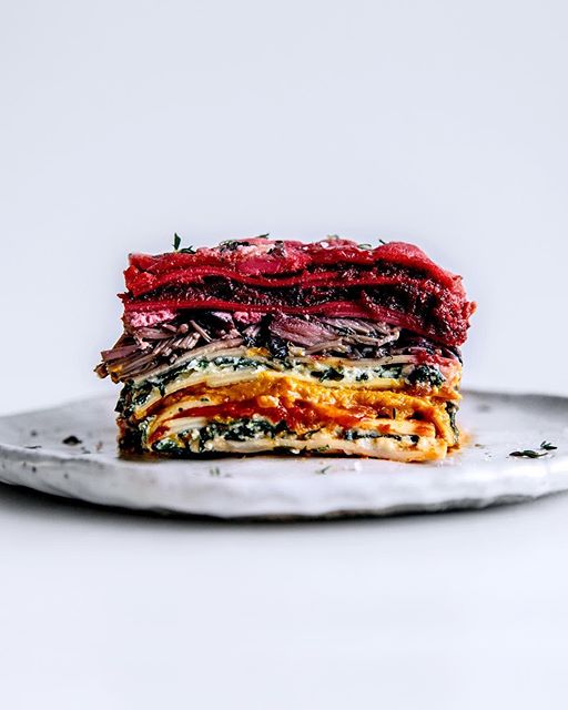 Roasted Beet & Goat Cheese, Pumpkin, And Spinach Ricotta Lasagna Recipe