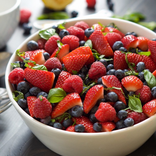 Fruit Salad With Honey Basil Dressing Recipe | The Feedfeed