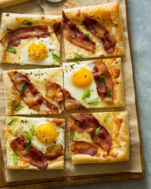 Bacon Egg Cheese Puff Pastry Breakfast Pizza Recipe By Spoonforkbacon The Feedfeed