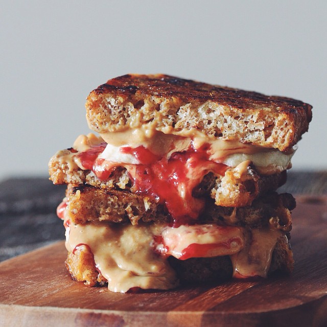 Peanut Butter And Jam French Toast With Banana Slices recipe