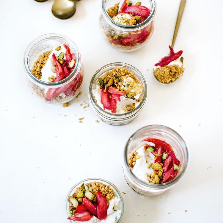 No Bake Cardamom Spiced Cheesecake Jars With Rhubarb And Pistachios by ...