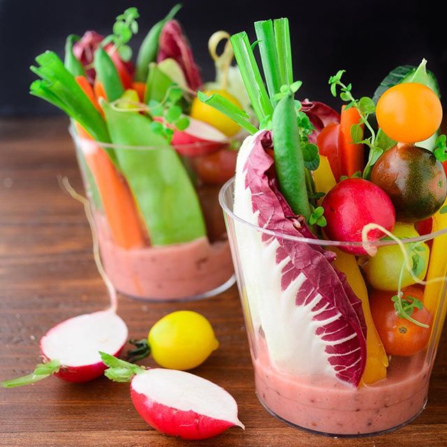 Individual Salad Cups with Rhubarb Vinaigrette • The View from