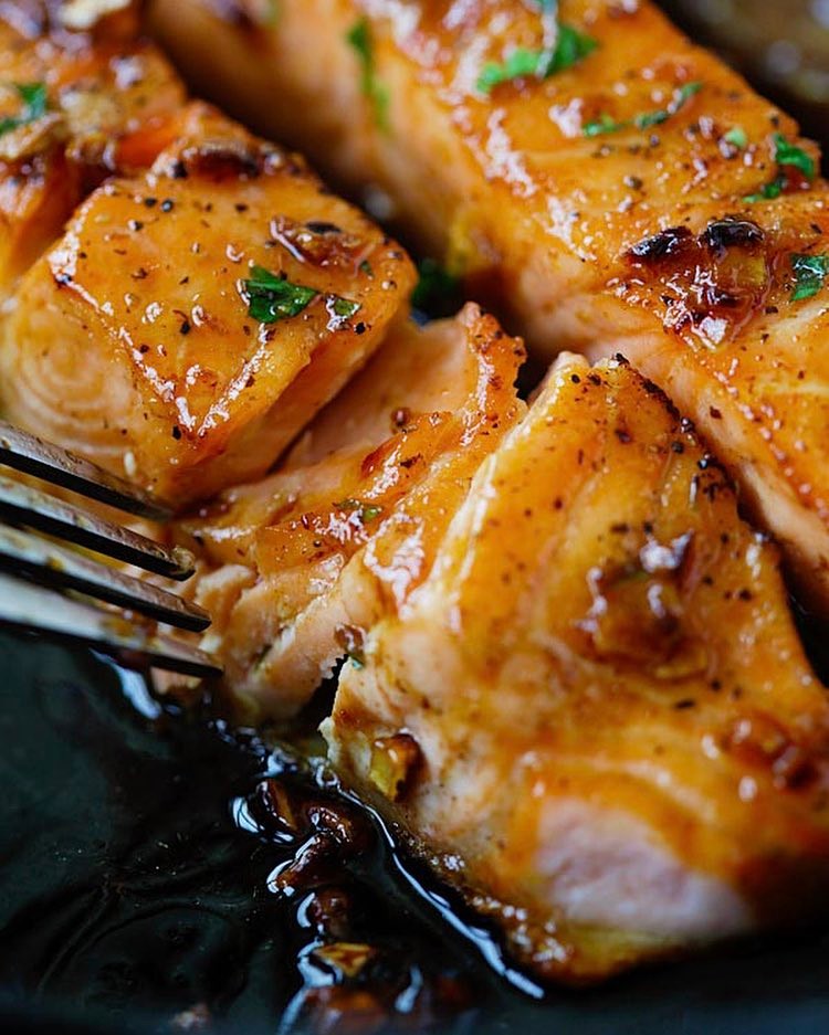 Pan-seared Salmon With A Honey Garlic Glaze By Rasamalaysia 