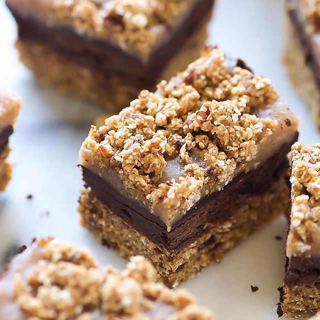 Chocolate Oat Bars With Salted Caramel Recipe The Feedfeed 