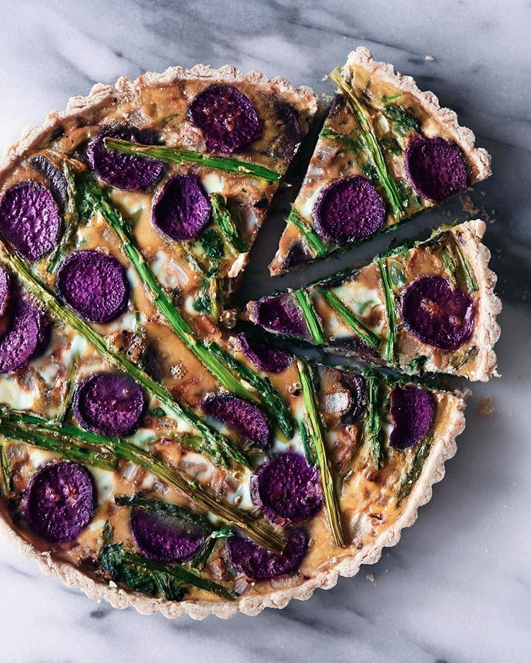 Purple Potato And Asparagus Quiche Recipe | The Feedfeed
