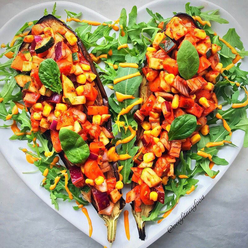 Baked Aubergine Boats Stuffed With Sweet Potato by veesfitnessfood