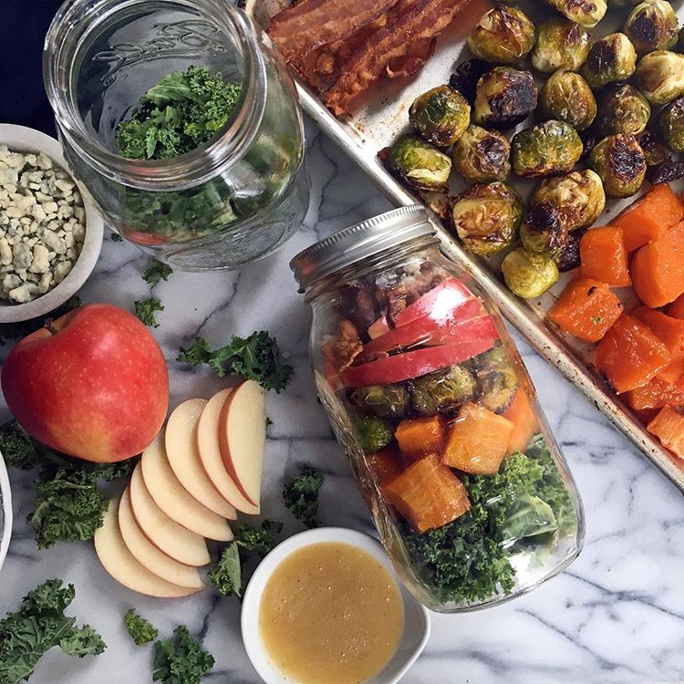 Mason Jar Salad With Brussels Sprouts, Apple And Bacon Recipe The