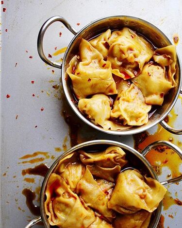 homemade spicy pork dumplings