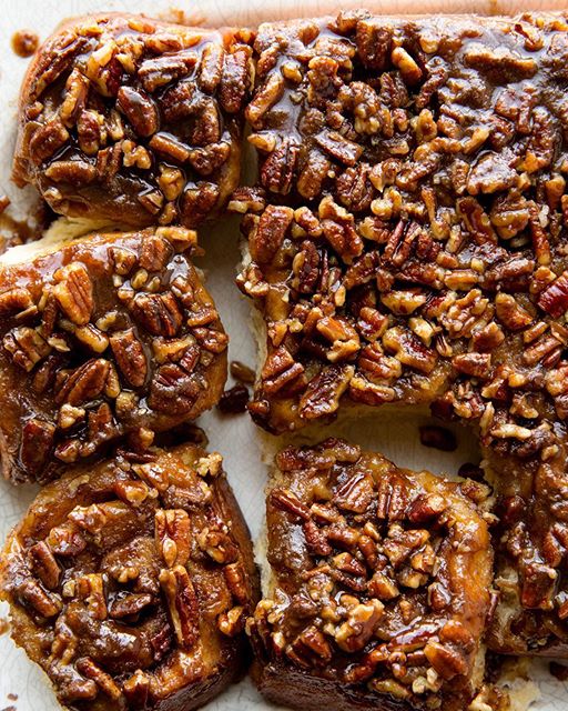 Sticky Buns With Maple Pecan Topping Recipe The Feedfeed