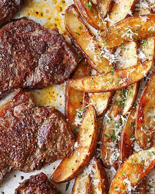 Sheet Pan Steak And Garlic Parmesan Fries Recipe By Chungah Rhee The Feedfeed