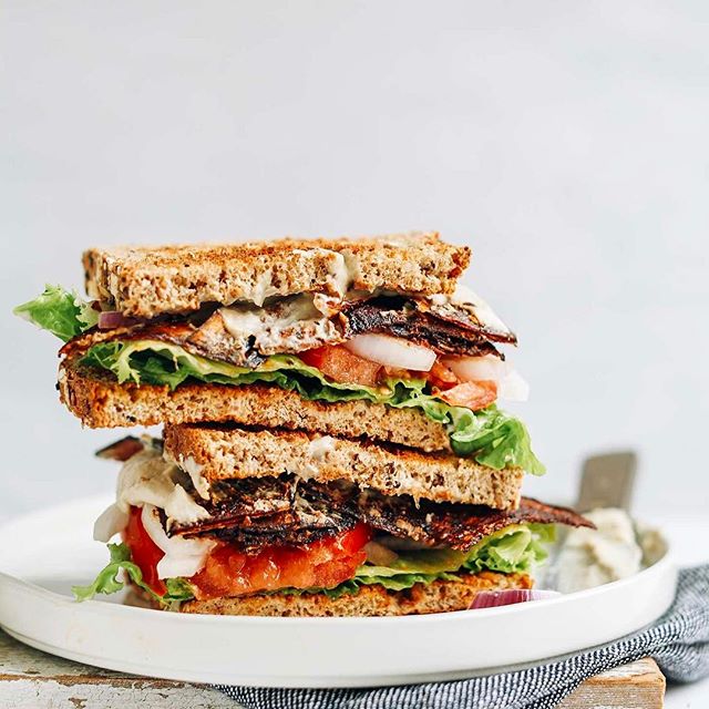 Eggplant Bacon, Lettuce And Tomato Sandwich by minimalistbaker | Quick ...