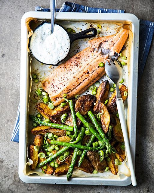 Sheet Pan Roasted Trout With Asparagus And Potatoes Recipe The Feedfeed