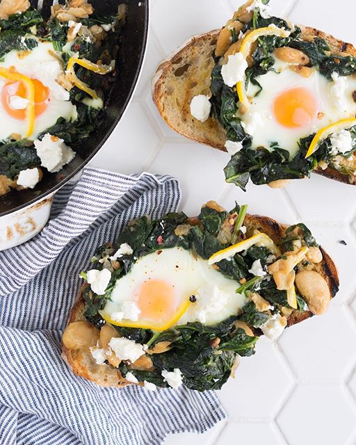 Baked Eggs With Spinach Butter Beans Feta Preserved Lemon Recipe By Erin Clarkson The Feedfeed