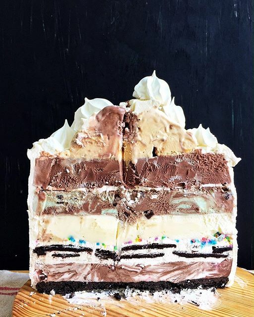 Meringue-Topped, Layered Ice Cream Birthday Cake - Simple Bites