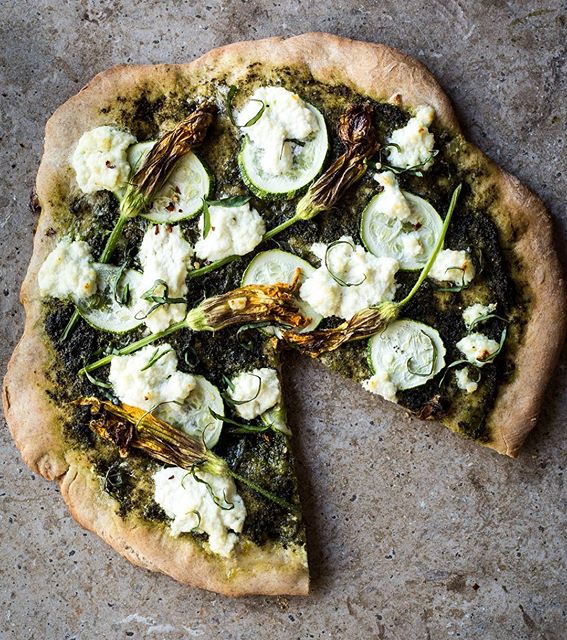 Zucchini, Squash Blossom, Ricotta & Pesto Pizza Recipe The Feedfeed