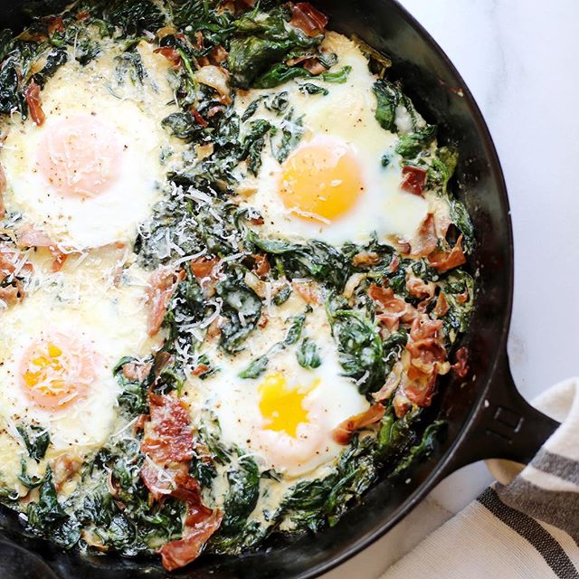Baked Eggs With Spinach And Prosciutto Recipe The Feedfeed