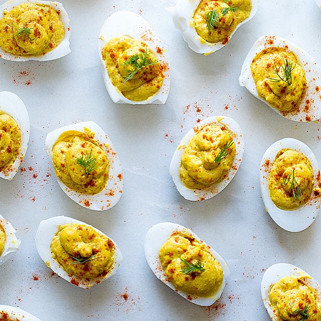 Curry Infused Deviled Duck Eggs With Dill Recipe | The Feedfeed