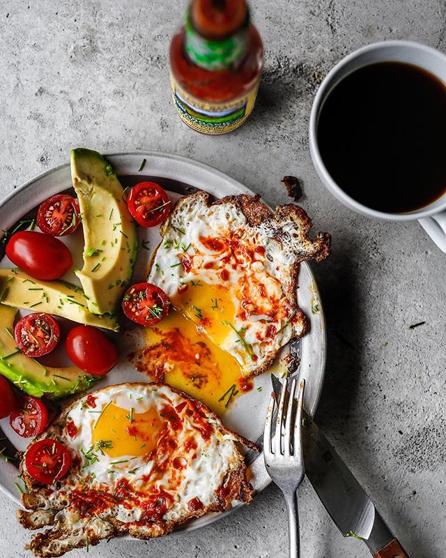Crispy Sunny Side Up Eggs With Tomato And Avocado by primal_gourmet