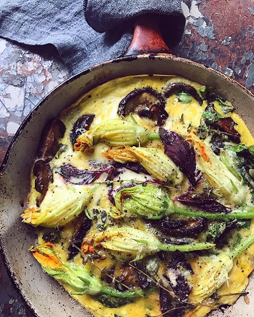 Squash Blossom And Shiitake Frittata by melinahammer Quick & Easy