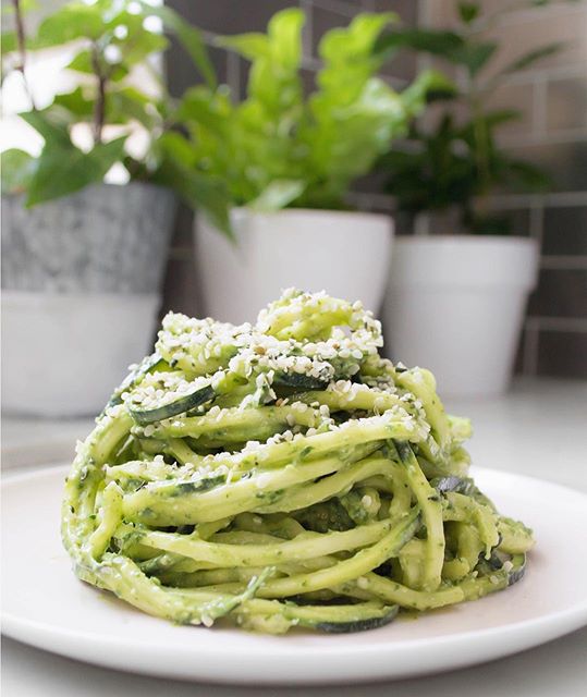 Avocado Kale Hemp Pesto Zoodles Recipe The Feedfeed