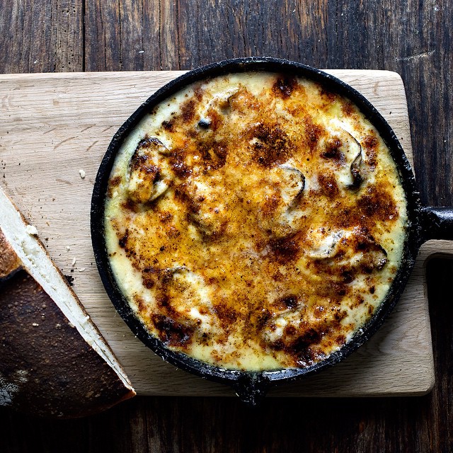 Three Cheese Oyster Skillet Gratin Recipe | The Feedfeed