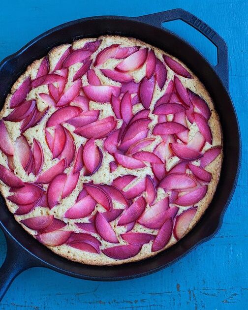 Plum Walnut Skillet Cake Recipe