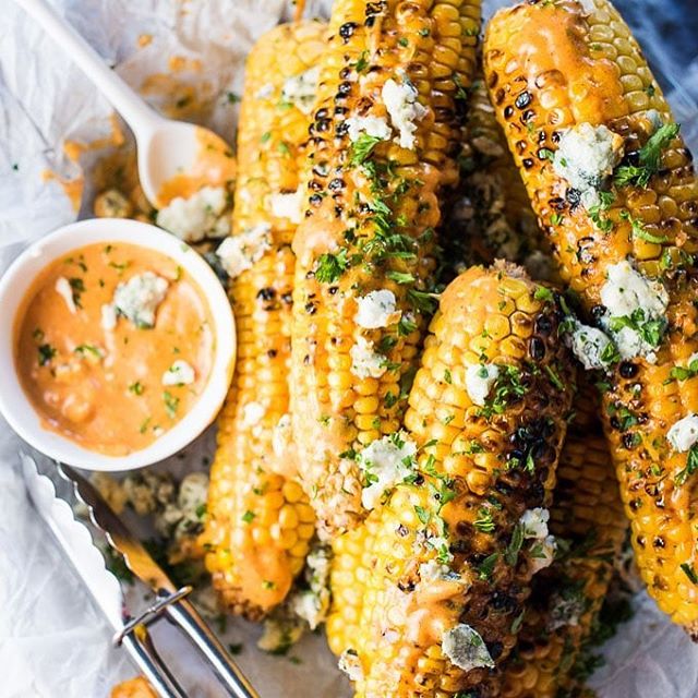 Grilled Buffalo Style Corn With Blue Cheese Recipe | The Feedfeed