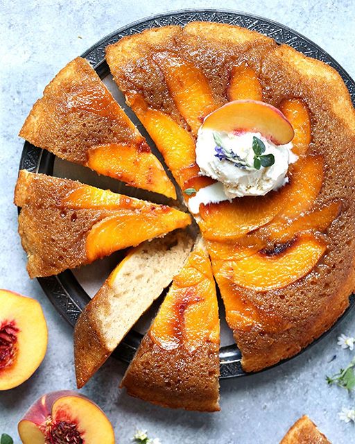 Peach Buttermilk Upsidedown Cake Recipe The Feedfeed