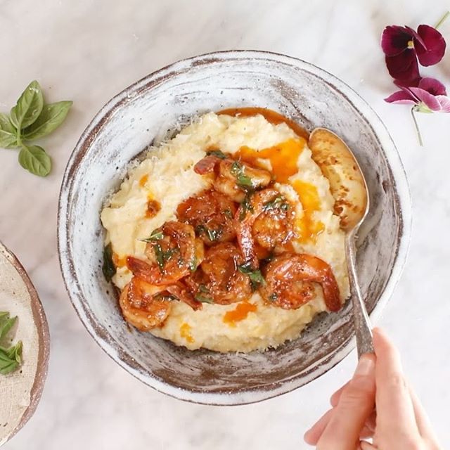 Caramelized Corn Polenta With Lemon Garlic Cajun Shrimp Recipe | The