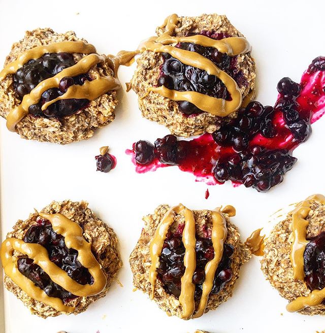 Chewy Banana Oatmeal Breakfast Cookies With Blueberry Jam Recipe The