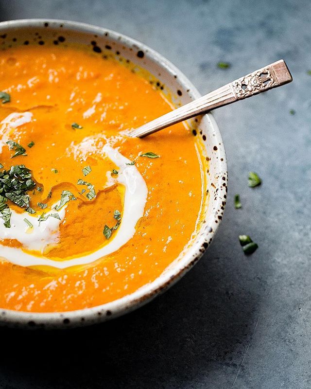 Homemade Carrot Soup With The Feedfeed And Yogurt | Fresh Herbs
