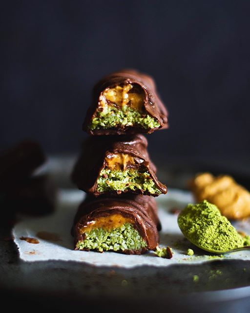 Chocolate Covered Matcha Nut Butter Bars Recipe The Feedfeed