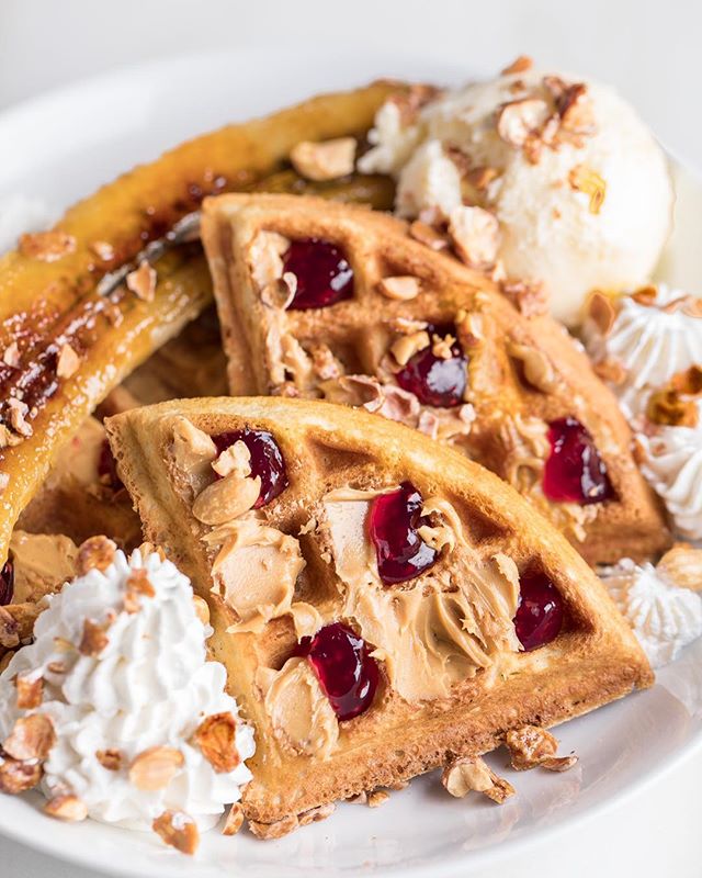 Crispy Waffles With Caramelized Banana And Praline Peanuts by ...