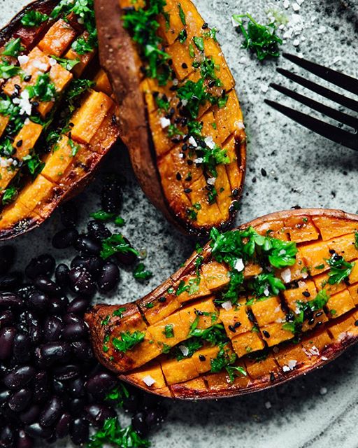 Roasted Sweet Potatoes And Black Beans by bettanbelen Quick & Easy