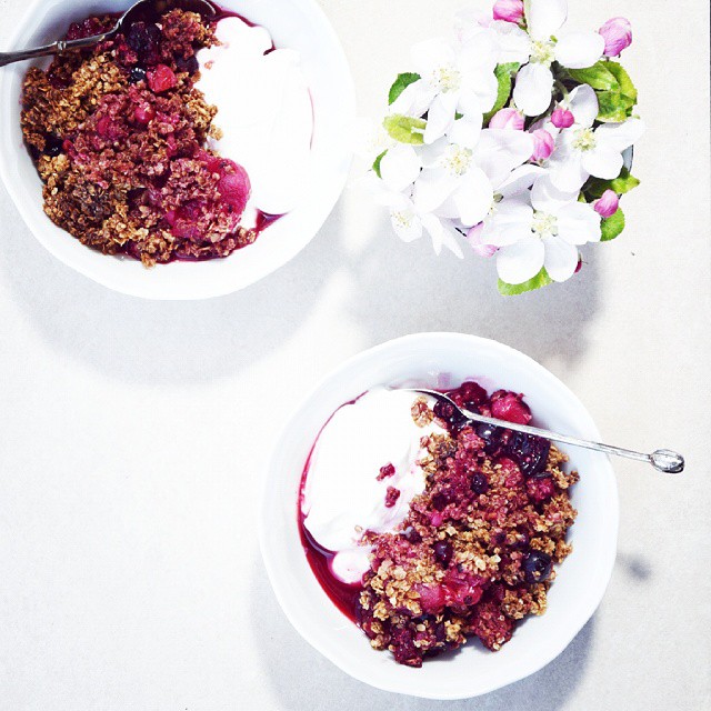 Berry Rhubarb Crumble Recipe The Feedfeed