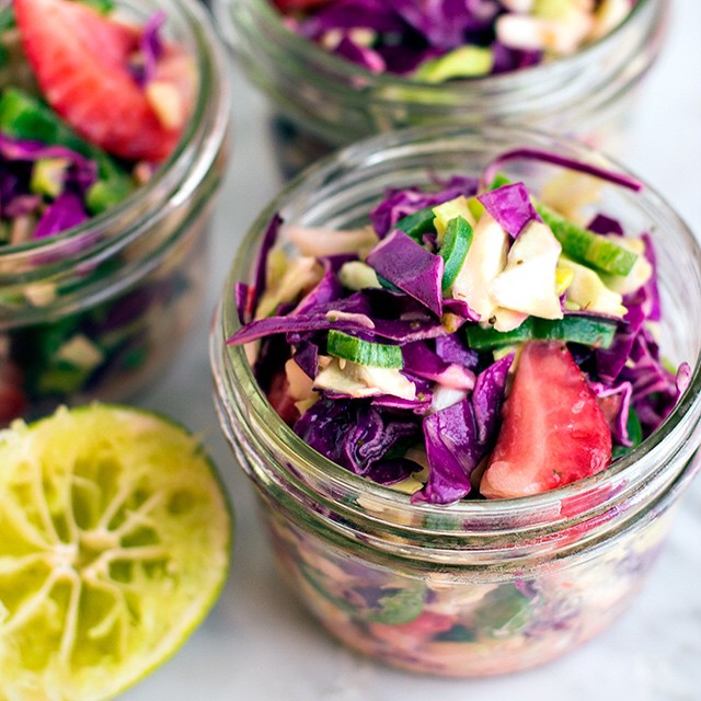 Strawberry Jalapeño Coleslaw With Tahini Dressing Recipe The Feedfeed
