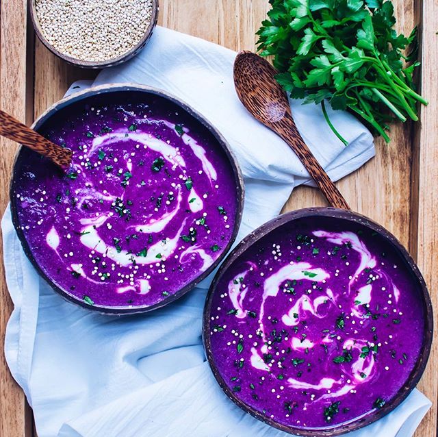 Roasted Purple Sweet Potato And Silken Tofu Soup by rainbowplantlife