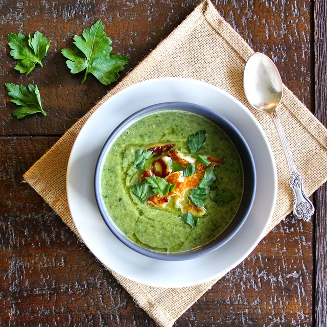 Green Pea Soup With Halloumi Fritters Recipe | The Feedfeed