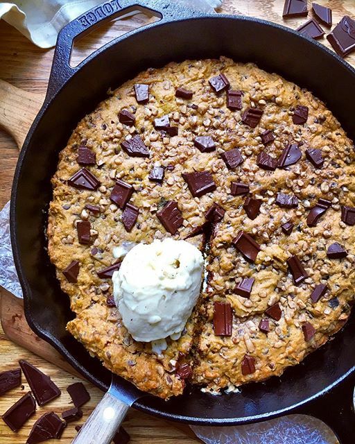 Cast Iron Skillet Chocolate Chip Cookies with Toffee