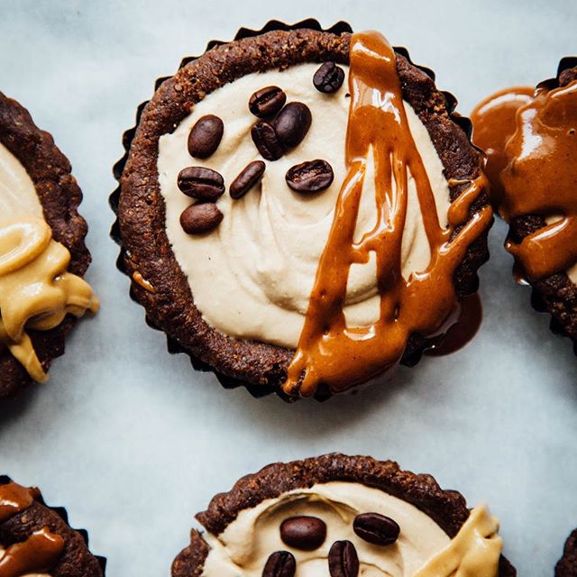 Mocha Cream Tarts With Nut Butter Drizzle Recipe By Emily Von Euw The