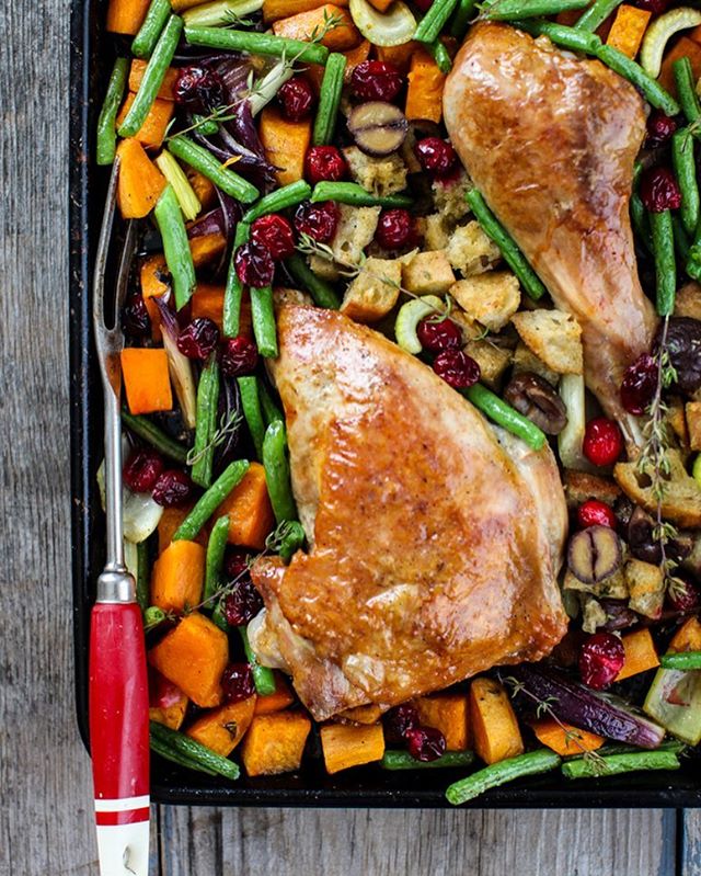 Sheet Pan Turkey Dinner With Sweet Potato String Beans And Cranberries